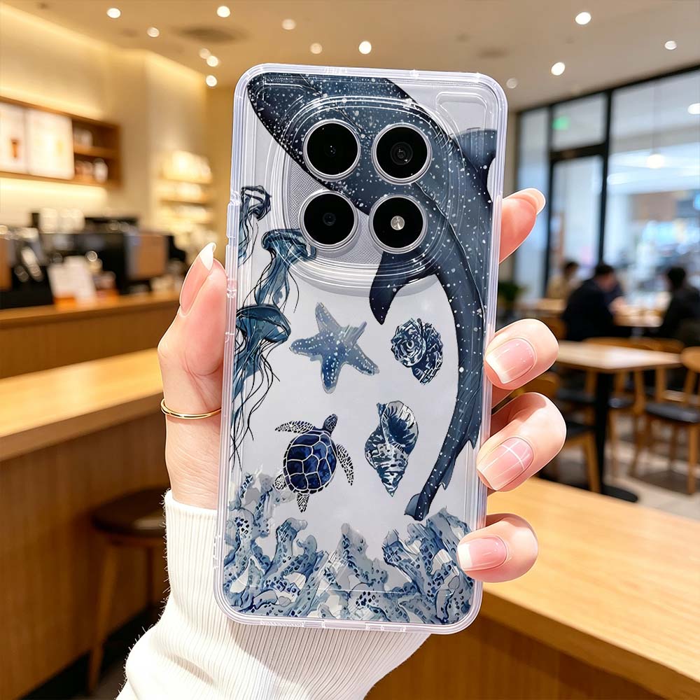 Xiaomi Poco X6 - Okyanus Balina Kaplumbağa Desenli Telefon Kılıfı